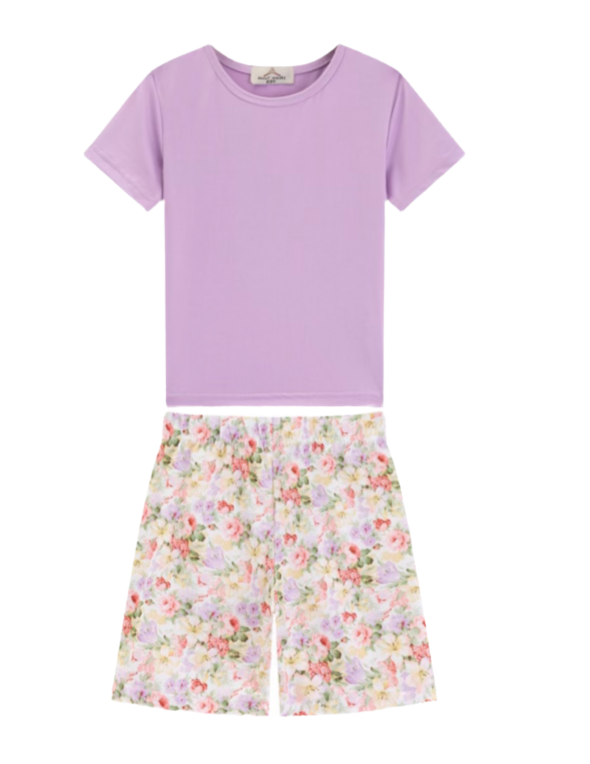Lilac floral cycling set