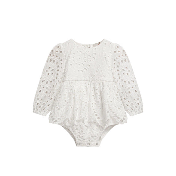 White snow anglaise romper