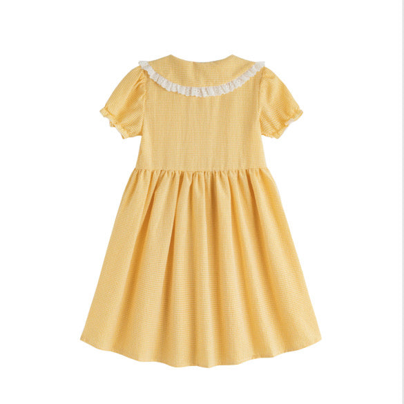 Girls yellow gingham school dress online