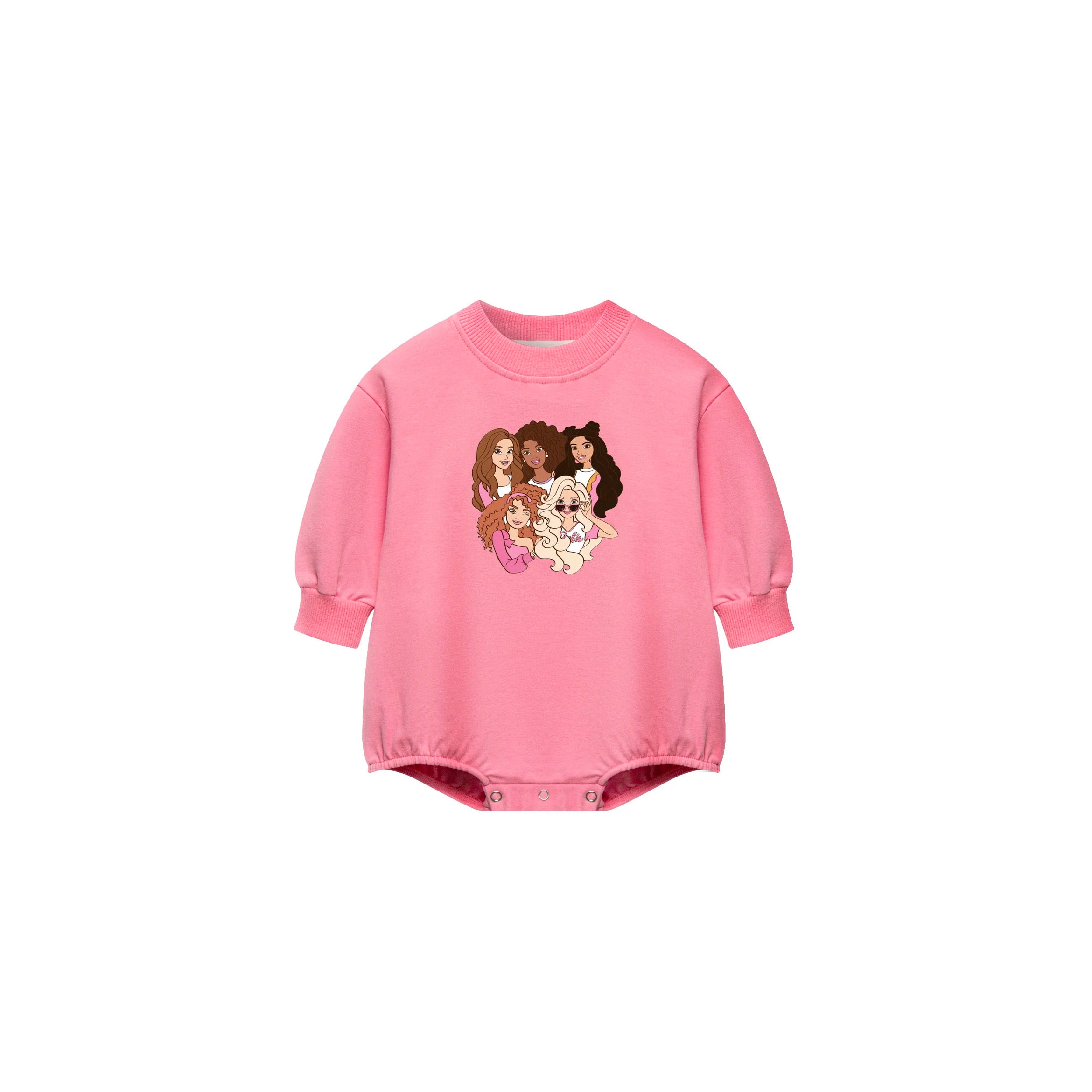 Pink girl crew sweatshirt romper