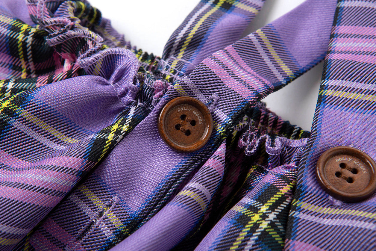 Purple tartan braced peplum bloomers