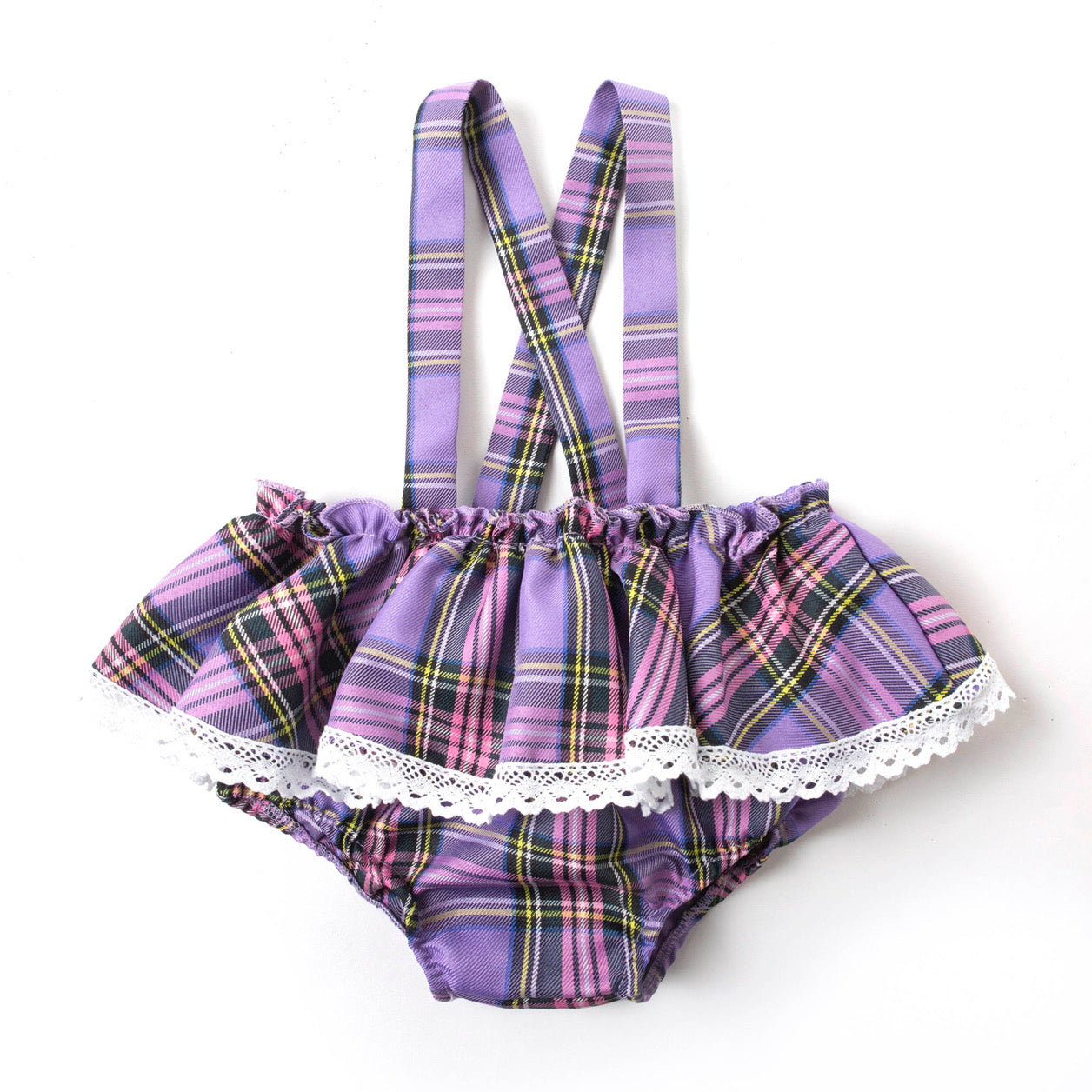 Purple tartan braced peplum bloomers