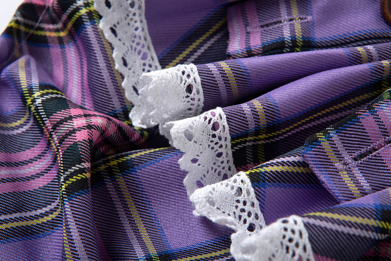 Purple tartan braced peplum bloomers