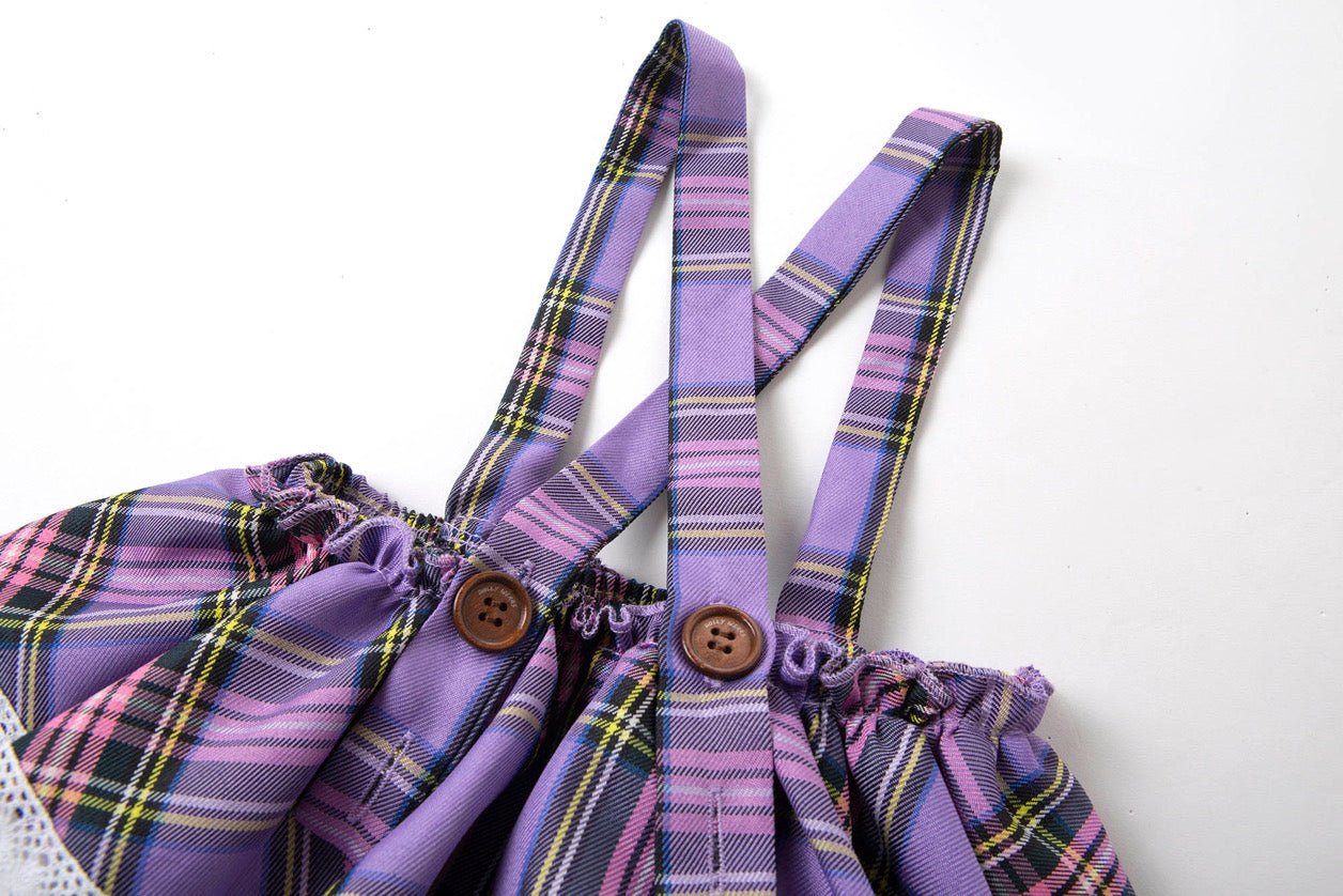 Purple tartan braced peplum bloomers